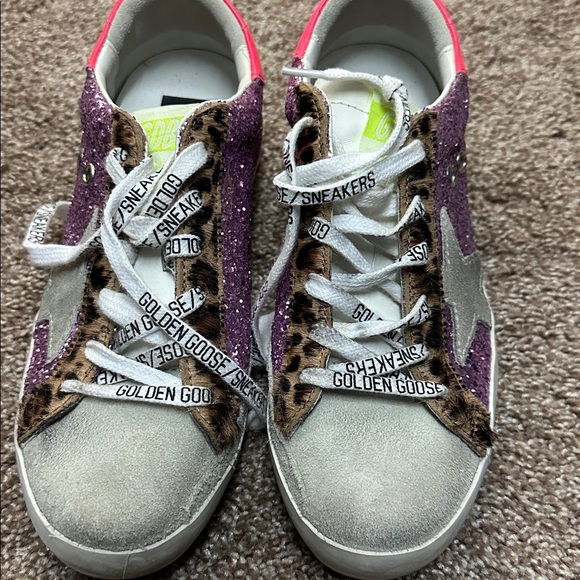 Authentic Golden Goose Purple Glitter Hot Pink Heel & leopard Superstar shoes - Picture 11 of 11